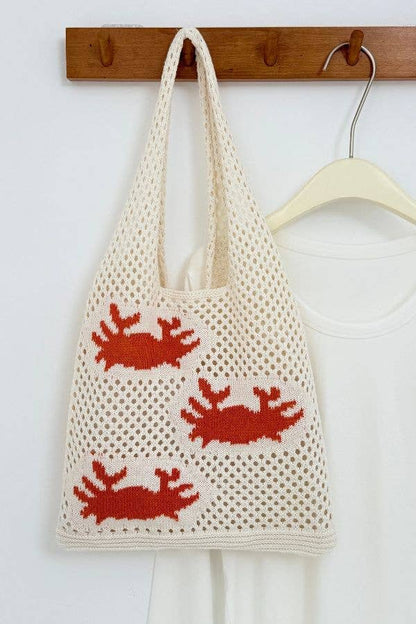 Ocean Theme Crochet Tote Beach Bag: Seashell
