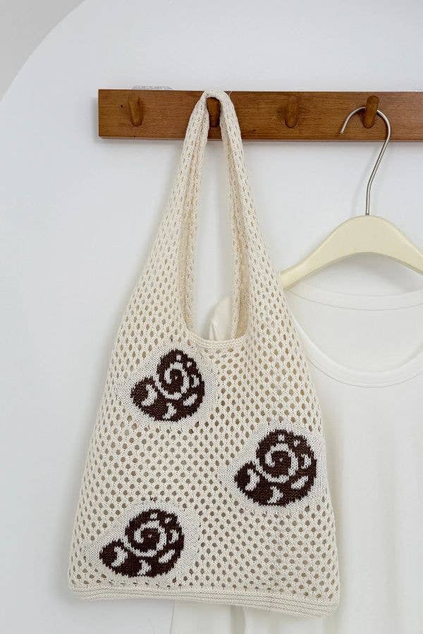 Ocean Theme Crochet Tote Beach Bag: Seashell