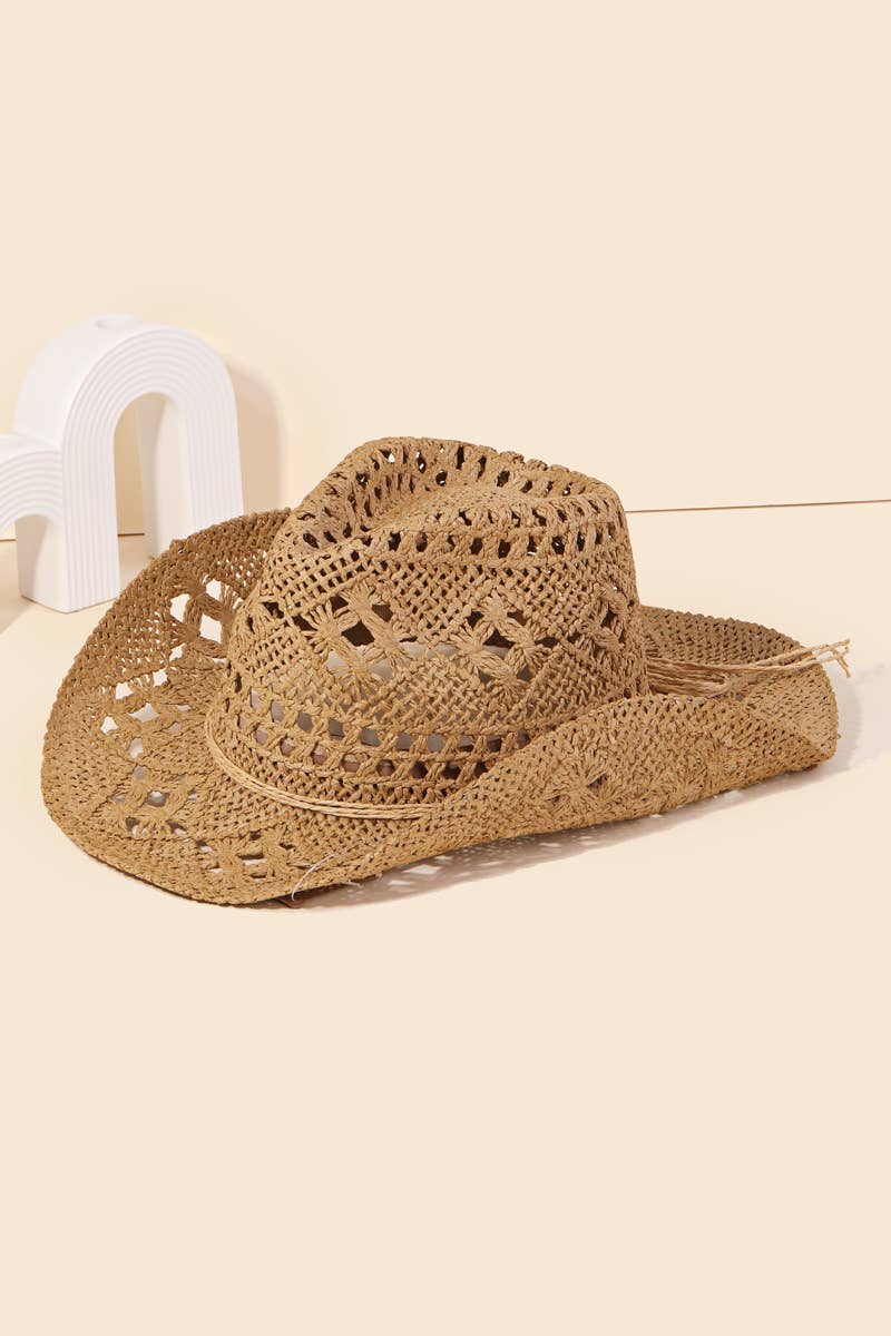 Western Straw Braided Cowboy Sun Hat: KA