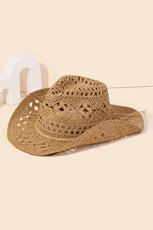 Western Straw Braided Cowboy Sun Hat: KA