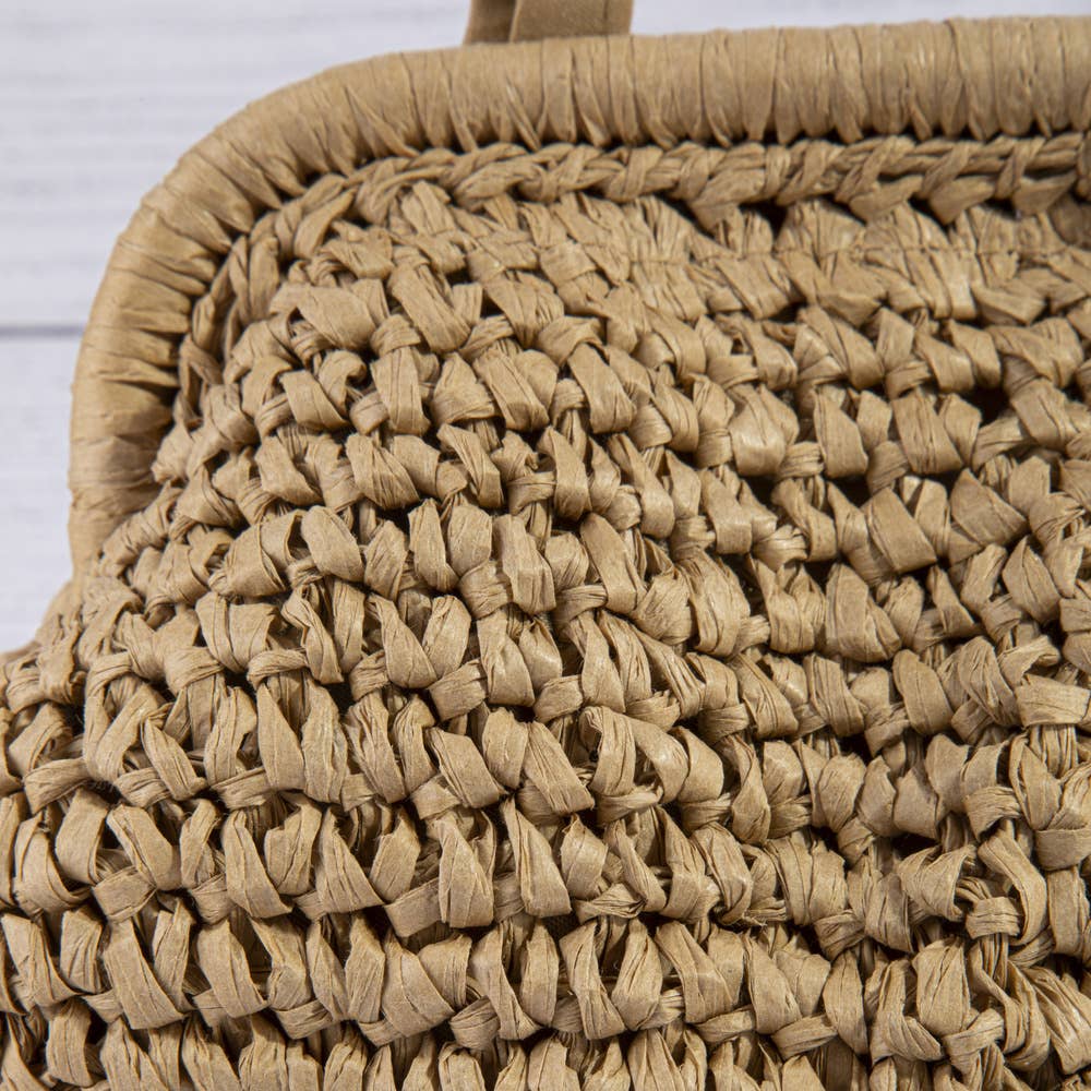 Ribbed Straw Crochet Frame Pouch: KA