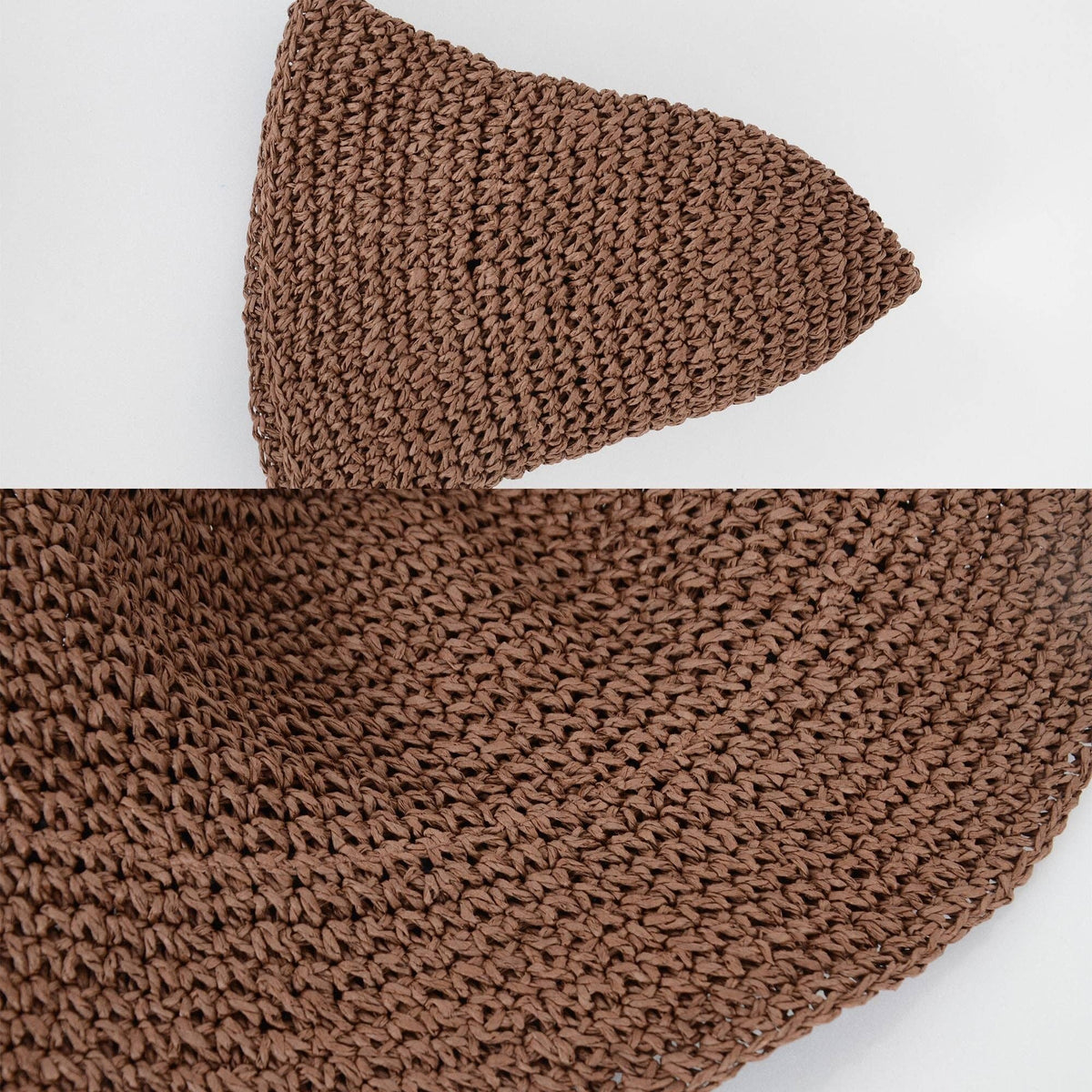 Crochet Raffia Bucket Hat Foldable Wide Brim Sun Hat: Khaki / One Size Fits Most