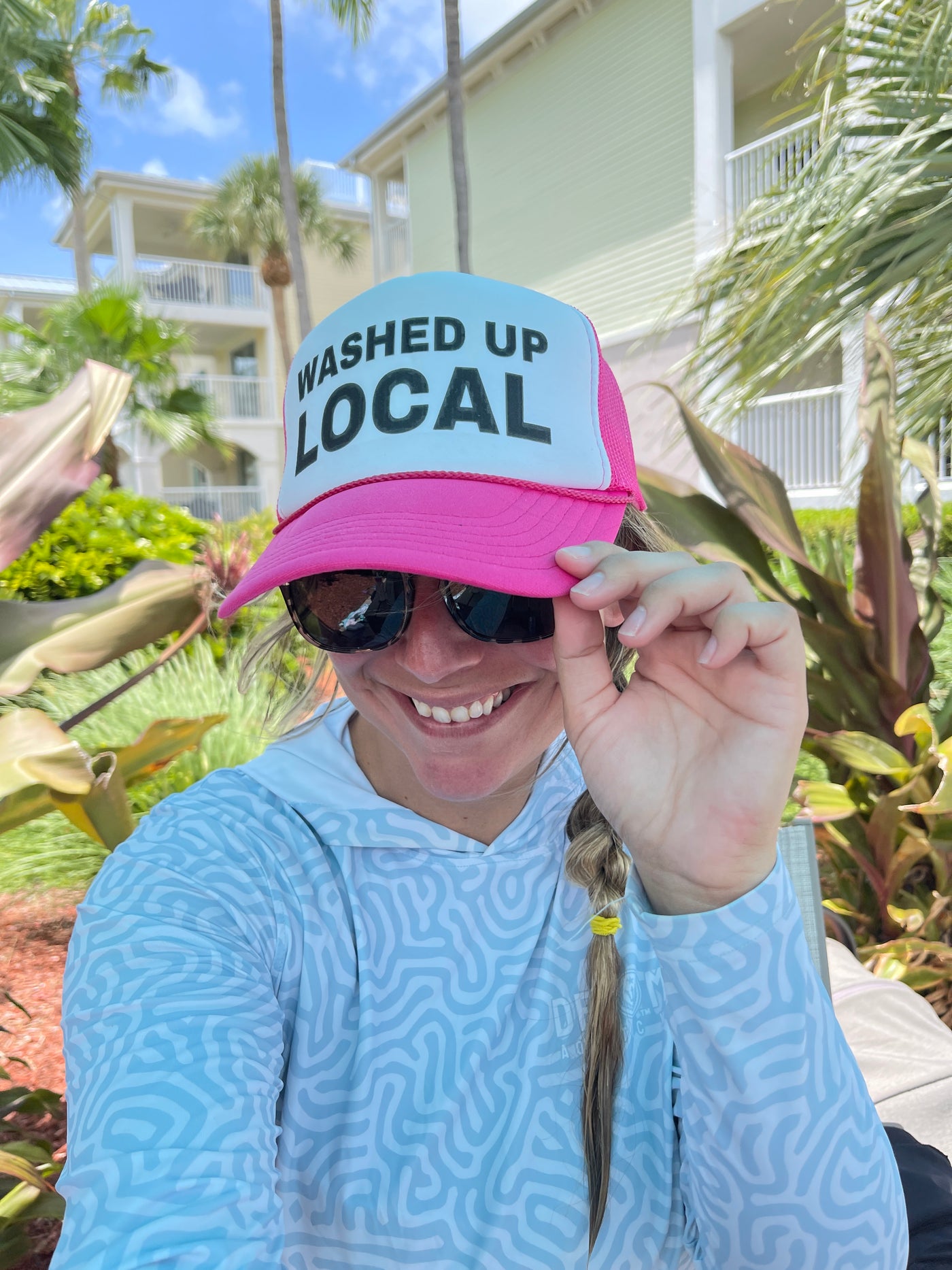 Washed Up Local Trucker hat - HOT PINK