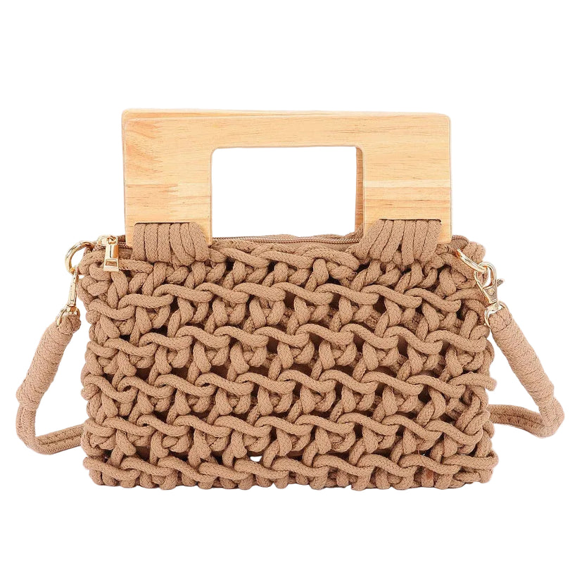 Woven Bag with Wooden Handle: KH