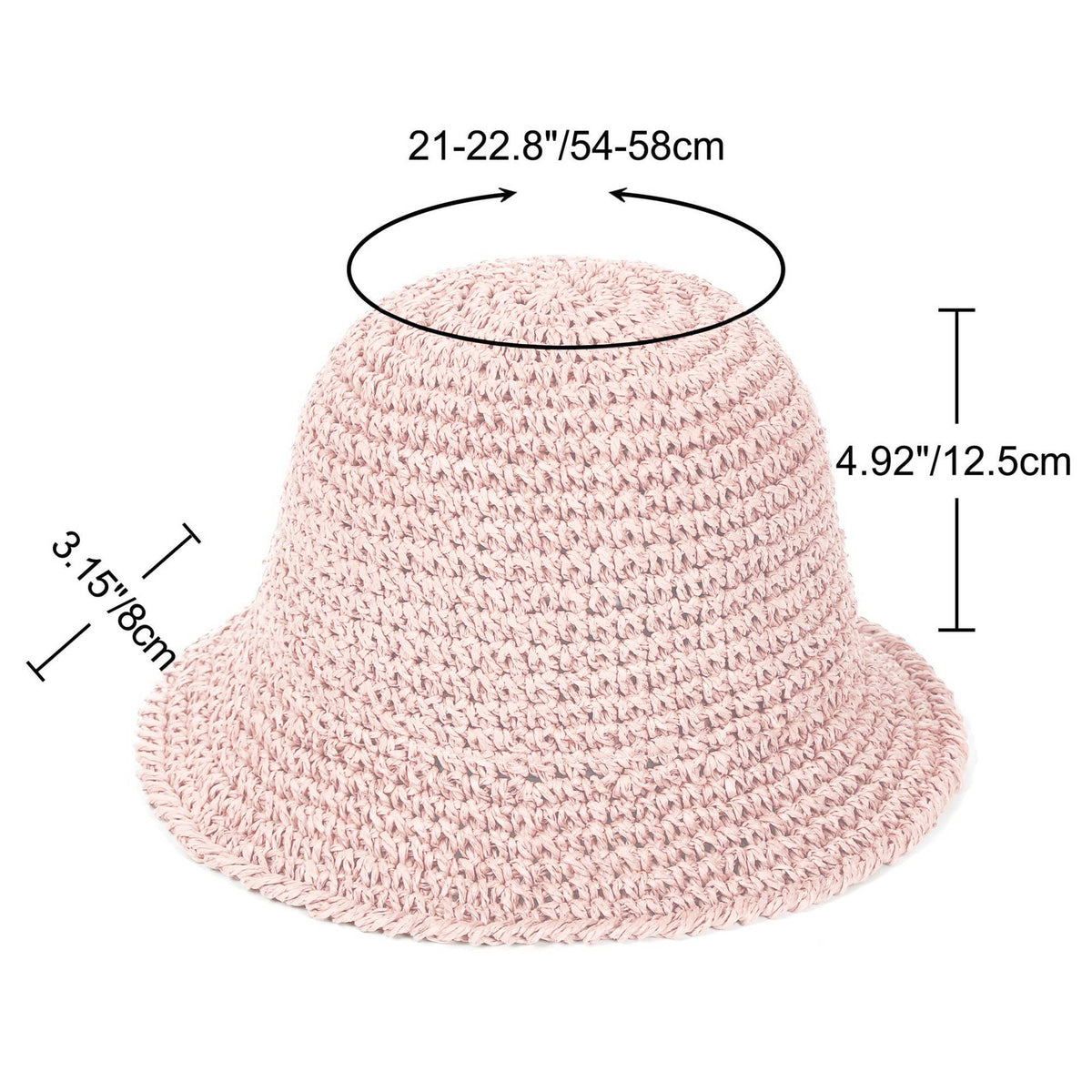 Crochet Raffia Bucket Hat Foldable Wide Brim Sun Hat: Khaki / One Size Fits Most