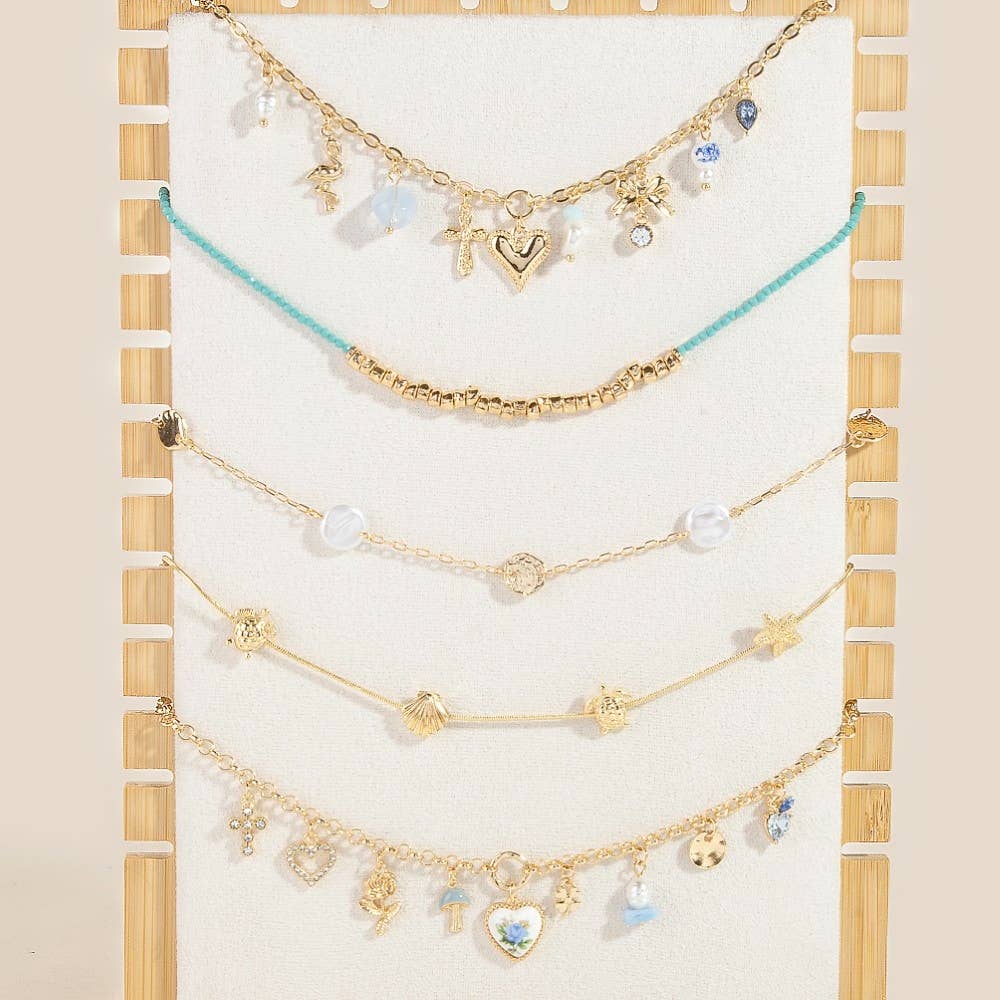 Multi Tier Bamboo Necklace Display Stand: WOOD