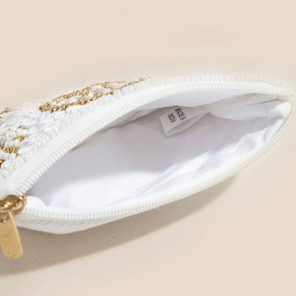 Starfish Clams And Sea Life Seed Beaded Coin Purse: MULTI