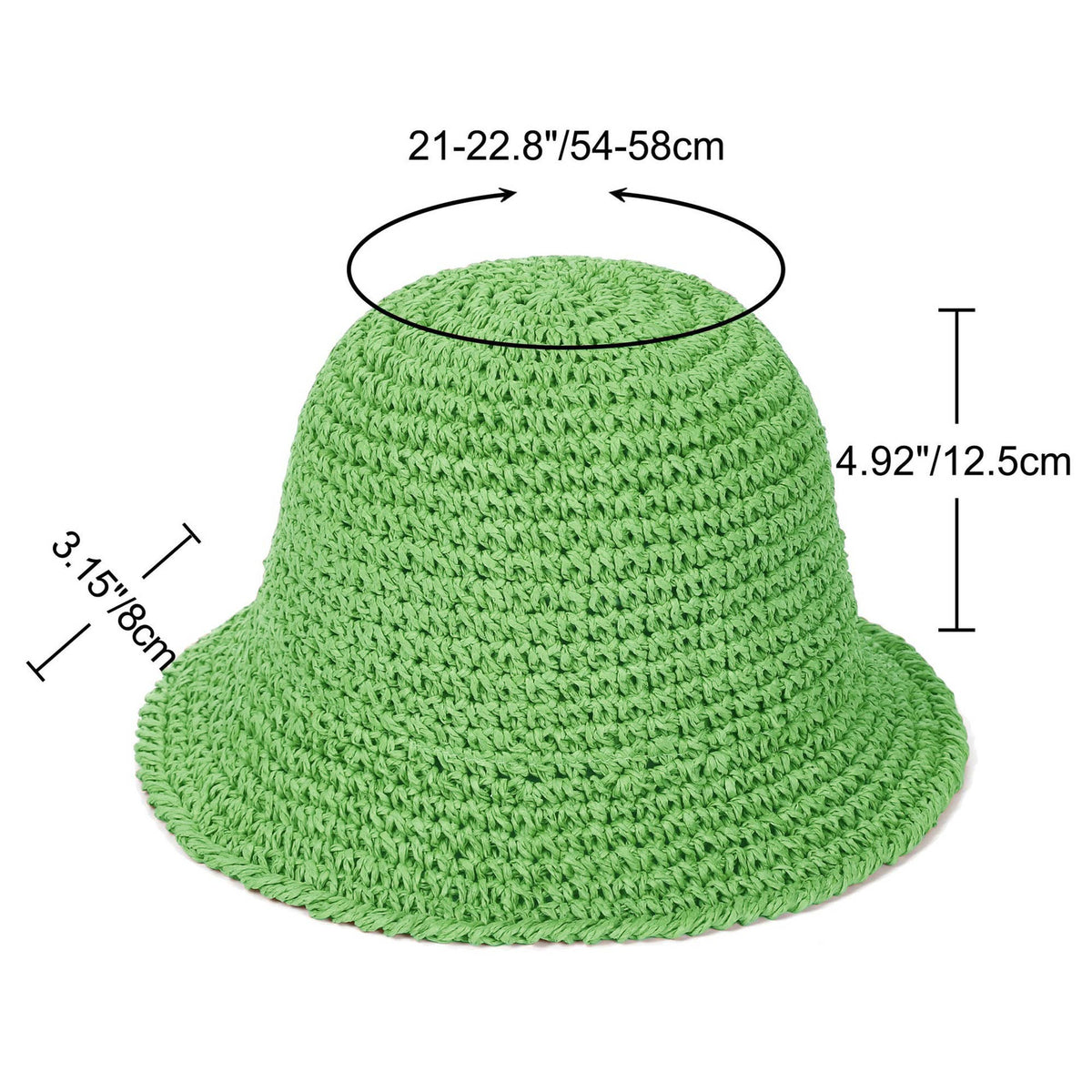Crochet Raffia Bucket Hat Foldable Wide Brim Sun Hat: Khaki / One Size Fits Most