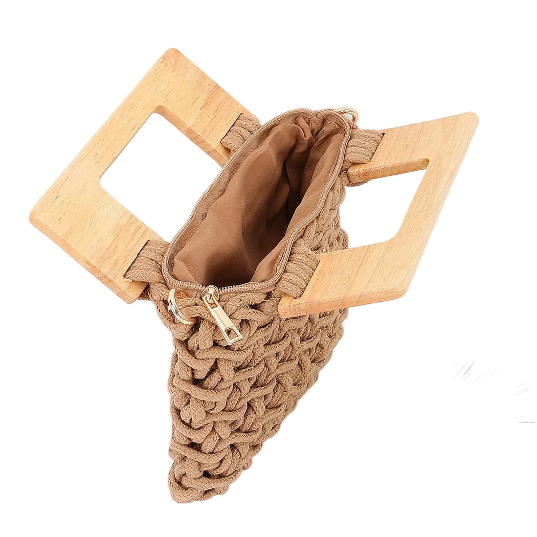 Woven Bag with Wooden Handle: KH