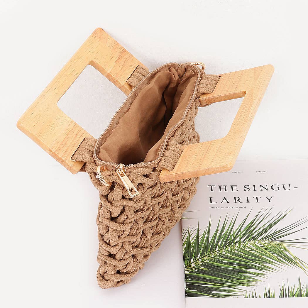 Woven Bag with Wooden Handle: KH