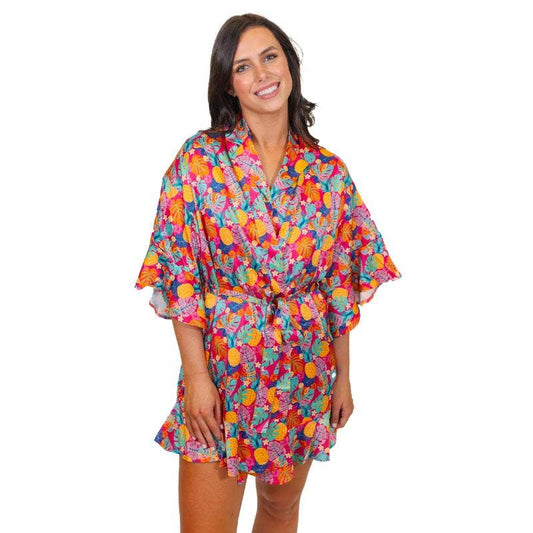 Tropical Silky Satin Robe: M/L