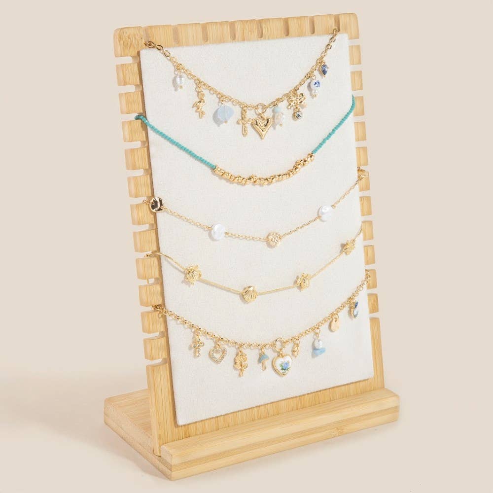 Multi Tier Bamboo Necklace Display Stand: WOOD