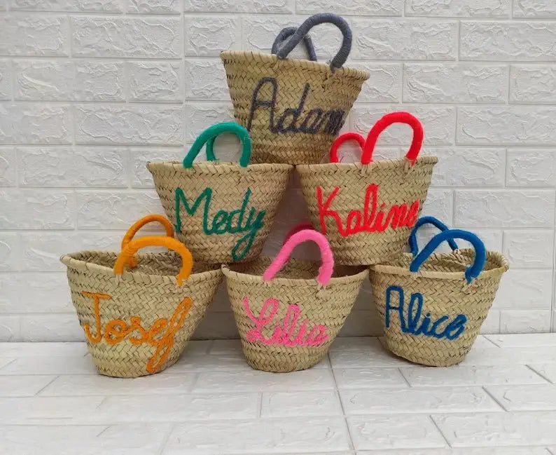 French basket, Straw tote bag, Grocery bag, woven bag: Large / Empty