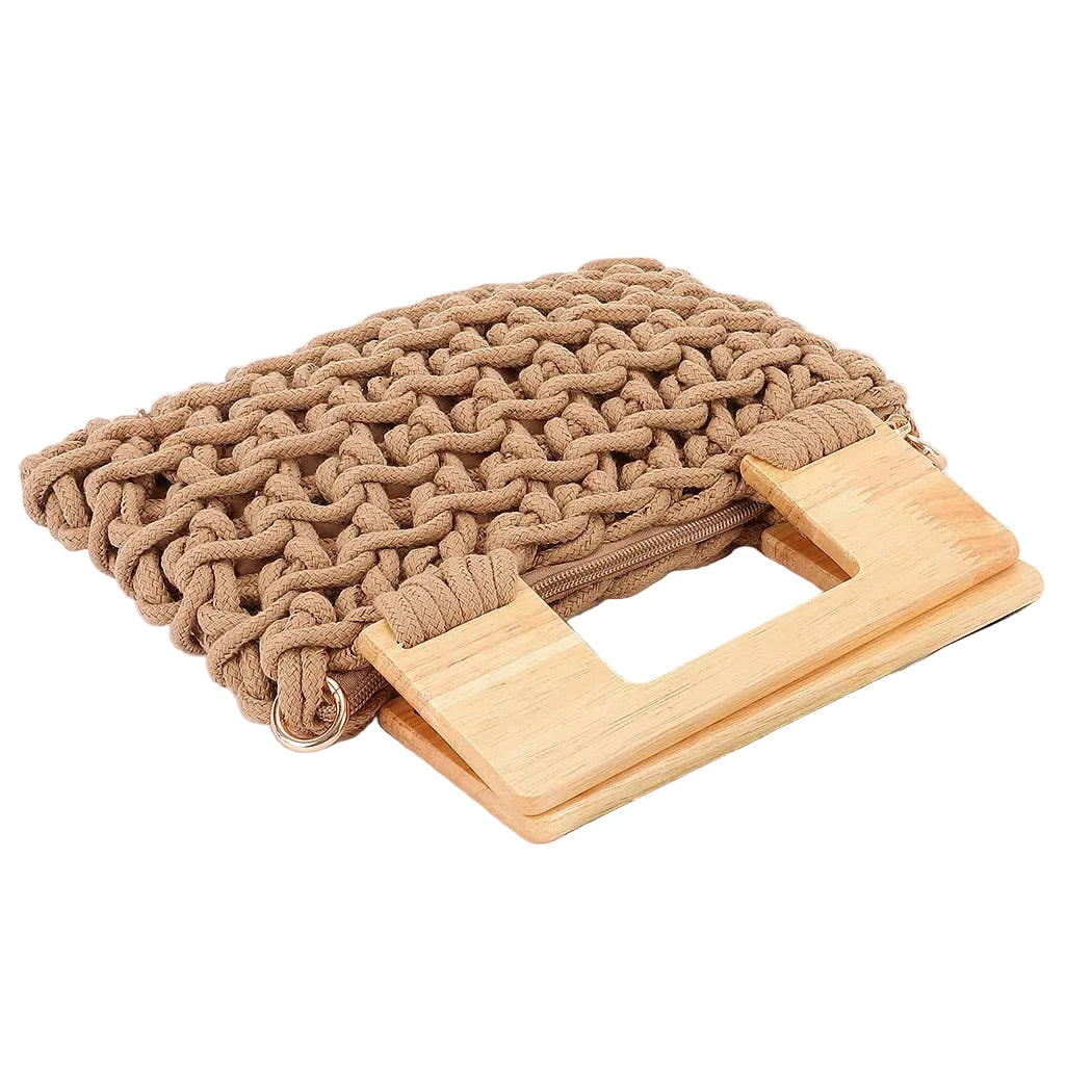 Woven Bag with Wooden Handle: KH