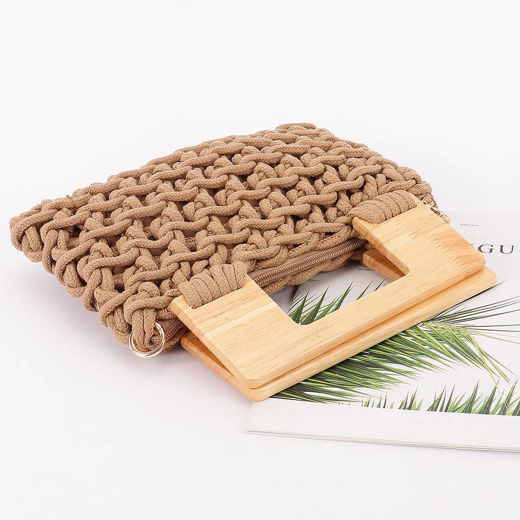 Woven Bag with Wooden Handle: KH