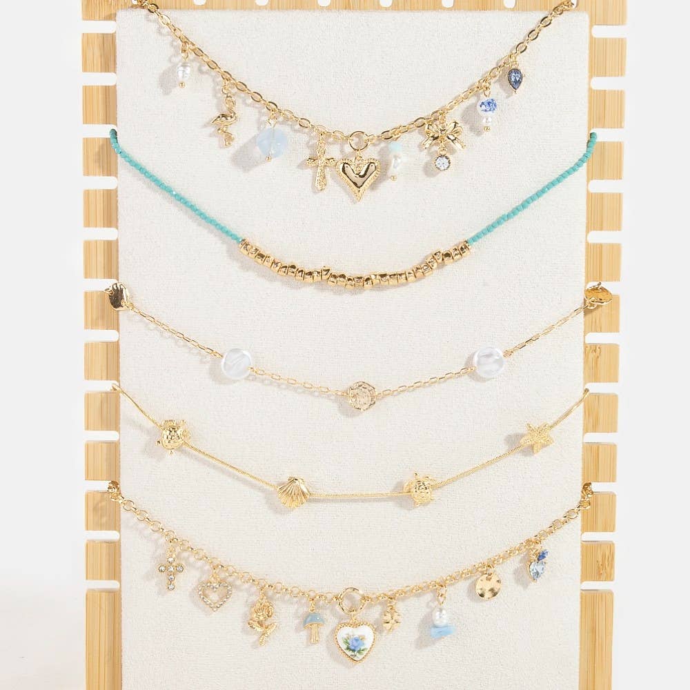 Multi Tier Bamboo Necklace Display Stand: WOOD