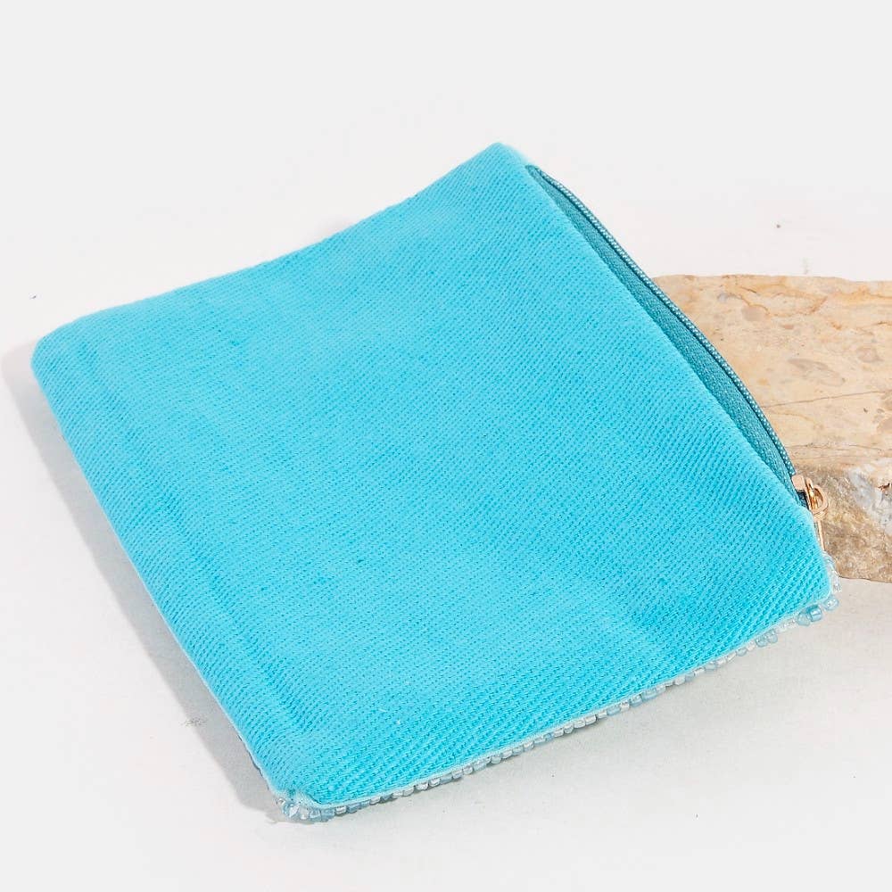 Sunbathing Pool Lady Seed Beaded Coin Purse: MULTI