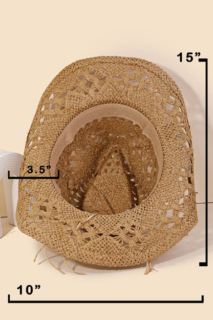 Western Straw Braided Cowboy Sun Hat: KA