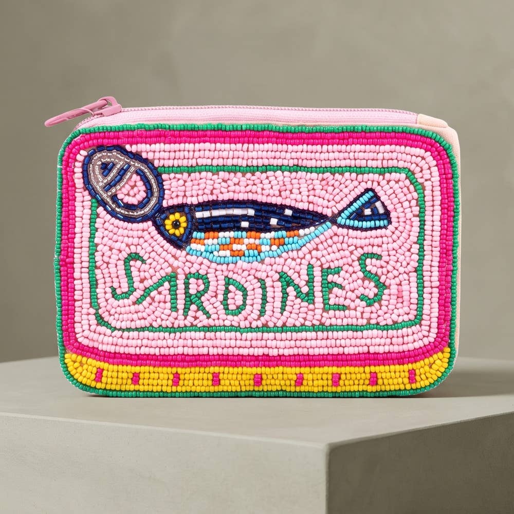 Beaded Sardines Tin Novelty Coin Pouch: PK