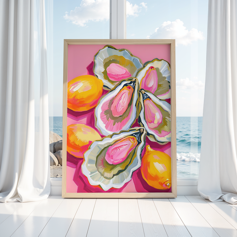 COASTAL WALL ART : PINK OYSTER PRINT