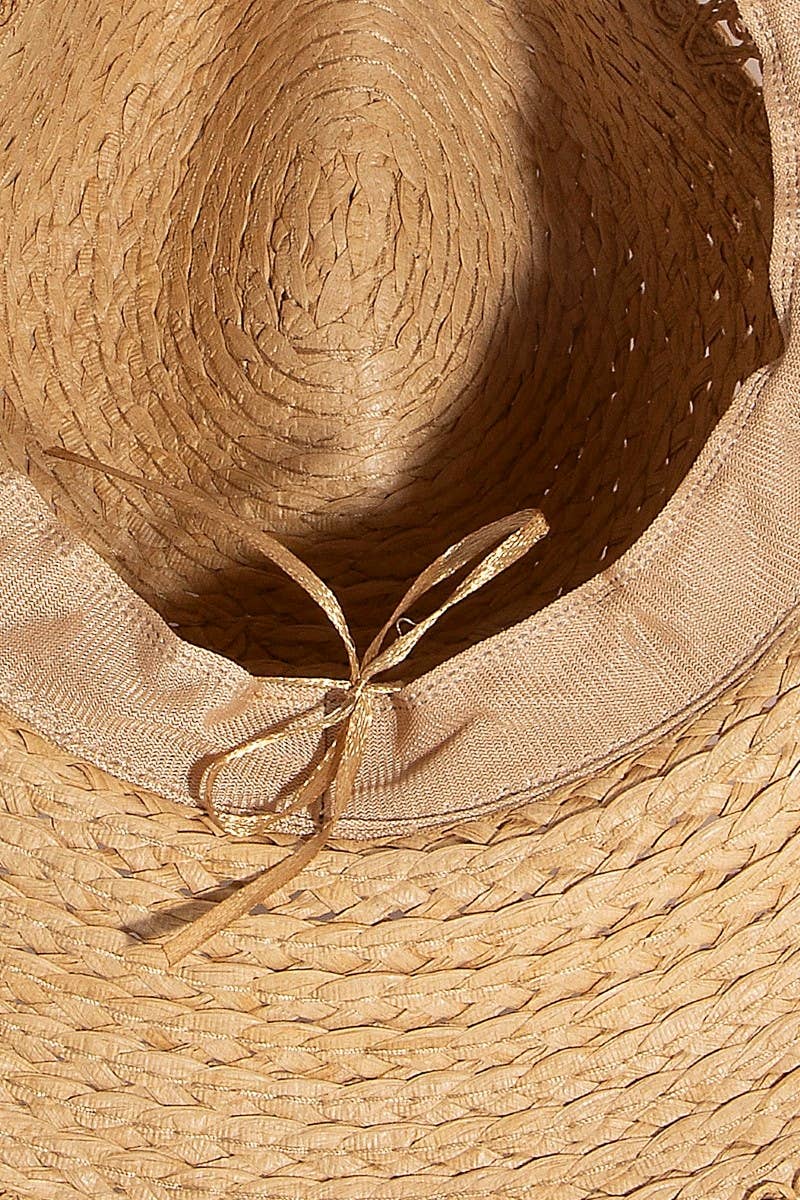 Boho Flat Brim Straw Hat: KA