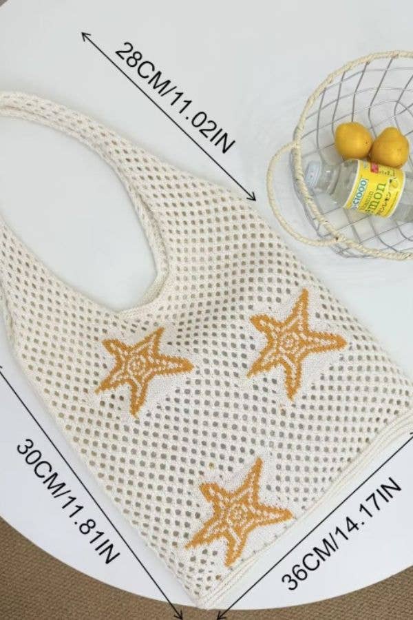 Ocean Theme Crochet Tote Beach Bag: Starfish