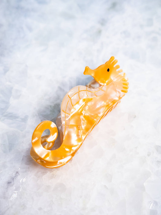 Seahorse Hair Clip, Large: Orange