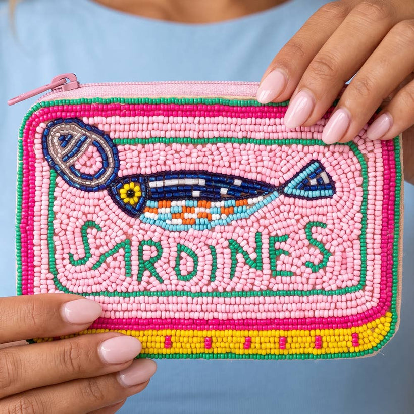 Beaded Sardines Tin Novelty Coin Pouch: PK