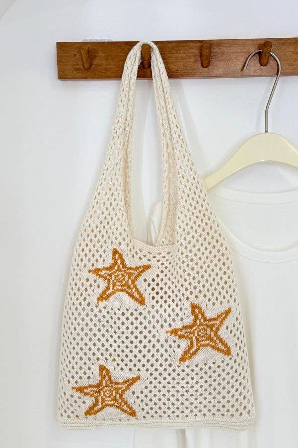 Ocean Theme Crochet Tote Beach Bag: Seashell