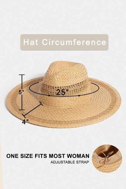 Boho Flat Brim Straw Hat: KA