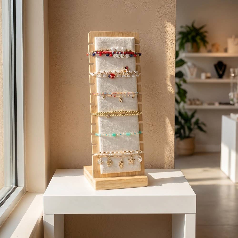 Long Wooden Jewelry Display Stand: WOOD