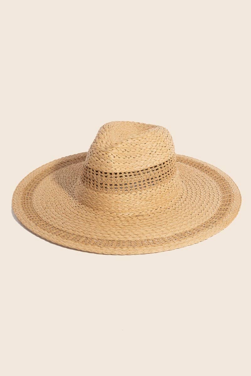 Boho Flat Brim Straw Hat: KA