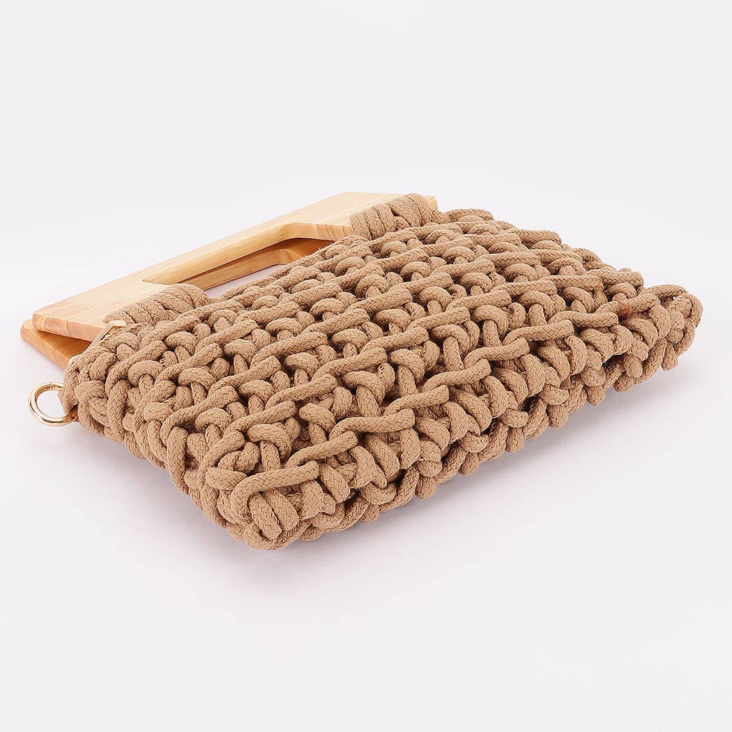 Woven Bag with Wooden Handle: KH