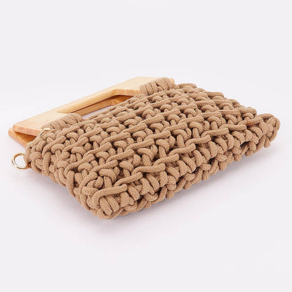 Woven Bag with Wooden Handle: KH