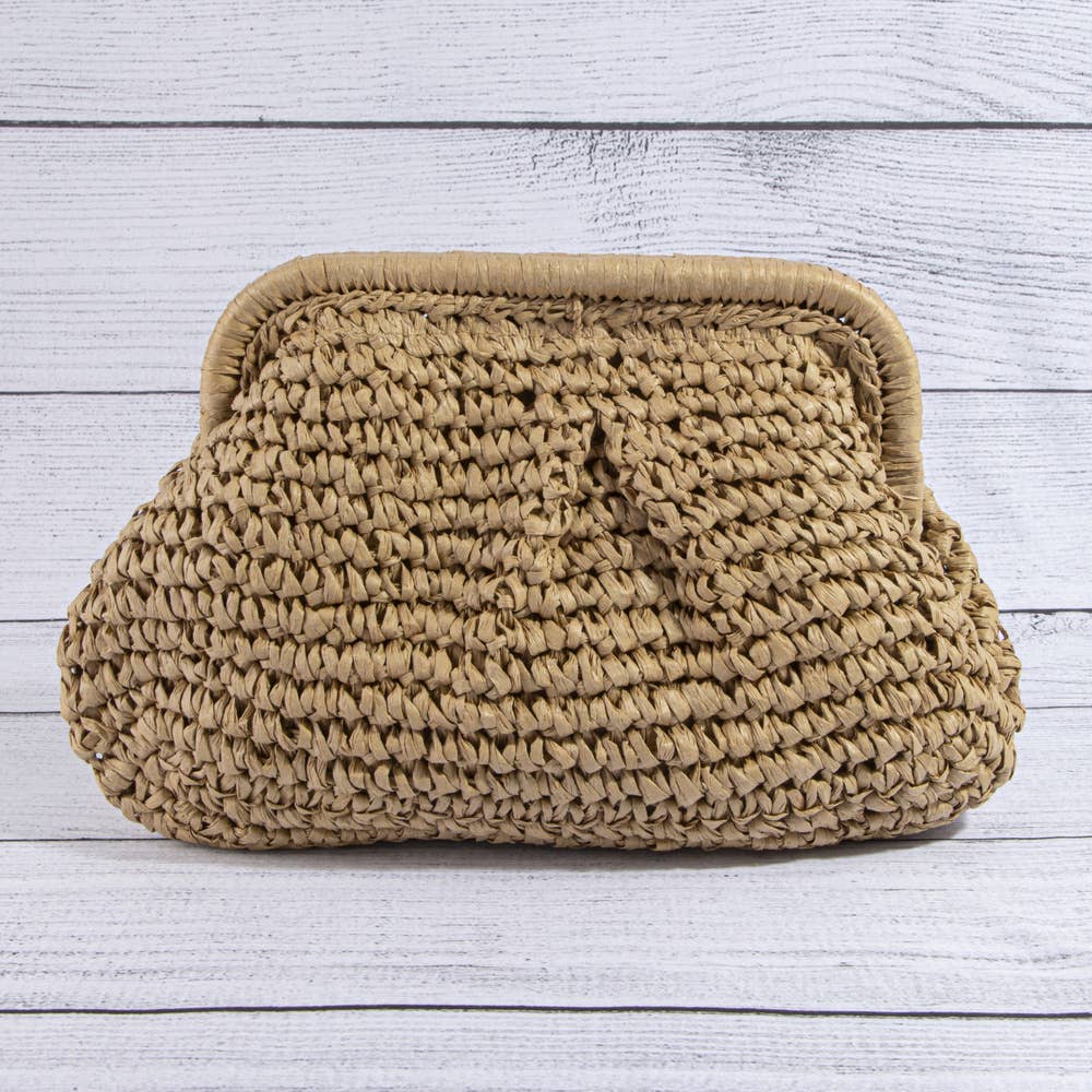 Ribbed Straw Crochet Frame Pouch: KA