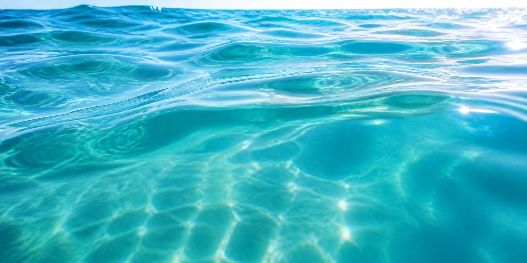Sunlit turquoise ocean water in Key West